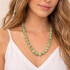 Vintage Marbleized Green Bead Necklace Single Strand Long 28” – Hey Viv